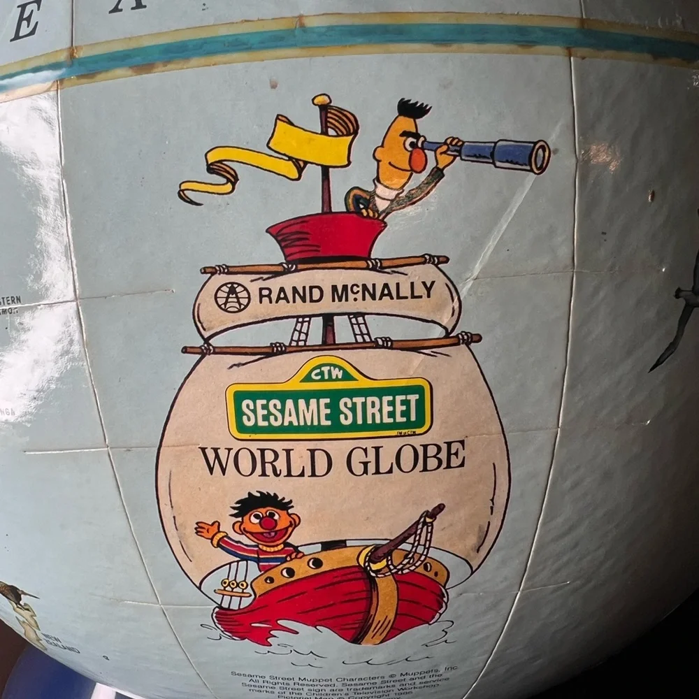 Vintage 1985 Sesame Street World Globe Rand McNally Muppets Educational Globe US